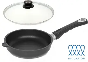 Чугунная сковорода LOTUS, плоская, Ø 28 см, индукционная, ширина 22 см, высота 5,1 см, Германия, с крышкой Lotus