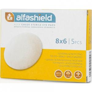 Стерильные глазные подушечки Alfashield 8x6 см, упаковка из 5 штук. Karabinis Medical