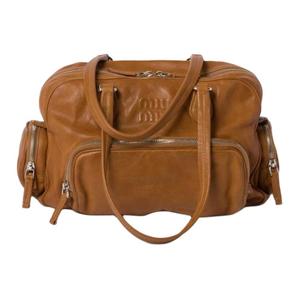 MIU MIU Женская кожаная сумка через плечо карамельного цвета