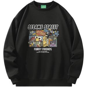 SESAME STREET Толстовка унисекс «УЛИЦА СЕЗАМ», Черный [флис с круглым вырезом]