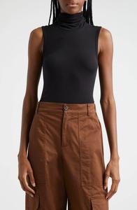 Топ-водолазка без рукавов из модального рубчика черного цвета ATM