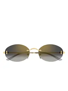 Солнцезащитные очки круглой формы с логотипом Cartier, золотистый