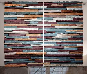 Штора ABAKUHAUS в стиле ретро, с абстрактными цветными камнями, для спальни, присборенная, с петлями и крючками, 280 x 225 см, цвет: фиолетовый, слоновая кость, бирюзовый Abakuhaus