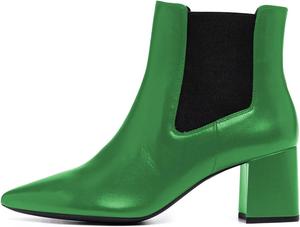 Женские ковбойские сапоги YDN с заостренным носком, массивным каблуком-блоком, ботильоны Челси, короткие сапожки на молнии, модная западная обувь, размеры 4-15 US, Green