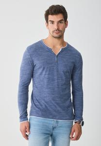 Топ Pier One SPACE DYE LONG SLEEVED HENLEY TOP, Blue/Mottled Blue
