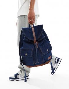 Рюкзак Levi's Heritage из денима с кожаной отделкой темного цвета