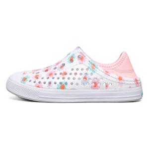 Скользоустойчивые, износостойкие, дышащие низкие детские сандалии White/Pink для подростков Skechers Kids