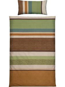 Тонкое фланелевое постельное белье коричнево-зеленого цвета Erwin Müller, 155 x 200 + 80 x 80 см