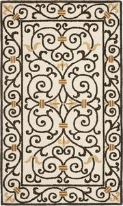 Ковер SAFAVIEH, 77 x 122 см, Chelsea Collection, Ivory & Dark Brown, ручной работы в стиле French Country из шерсти, идеально для помещений с высокой проходимостью: прихожая, гостиная, спальня (HK11H)