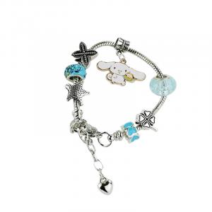 Браслет из металлических бусин с персонажами Pochacco и Cinnamoroll, модный универсальный сплав, шнурок для студентов Sanrio, Cinnamoroll Alloy Beaded Bracelet