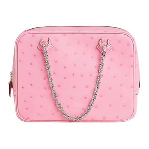 HERMES Сумка Plume Chaine из кожи страуса, женская сумка через плечо L4 Rose Bubblegum Powder