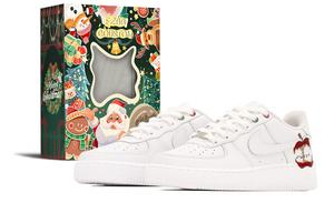 Nike Кроссовки Air Force 1 Steal A Bite, Christmas Box, амортизация Low top, скейтборд, унисекс, белые