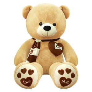 Большой плюшевый мишка с сердечком шарф для объятий подарок на день рождения для девушки кукла плюшевая игрушка высота 180см Barbne, хаки
