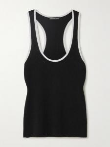 Майка из льняного джерси в рубчик James Perse, черный