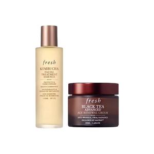 Fresh Наборы для ухода за кожей FULEISHI с сыворотками и кремами на водной основе с черным чаем: увлажняющие и восстанавливающие, 50 мл + 150 мл