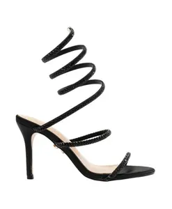 Серебряные сандалии на высоком каблуке со спиральными ремешками Twentyfour, черный