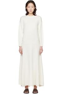 Белое шелково-льняное вязаное платье макси Loulou De Saison, слоновая кость