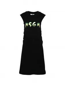 Платье с логотипом и драпировкой MSGM Kids, черный