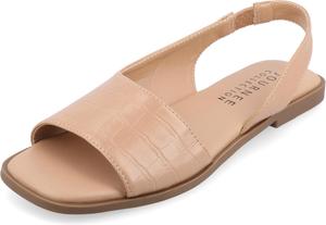 Женские сандалии на плоской подошве с ремешком сзади Journee Collection Brinsley, Tan