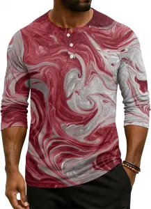 Мужская блузка с круглым вырезом, свободная, с 3/4 рукава и принтом