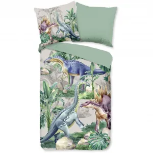 Доброе утро детское постельное белье "Век", хлопок, 135х200, молния, двусторонний вид, детский, мальчик, динозавр зеленый Good Morning