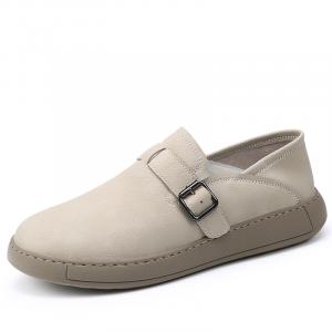 KACHILANG Повседневные кожаные туфли мужские низкие бежево-белые, цвет White