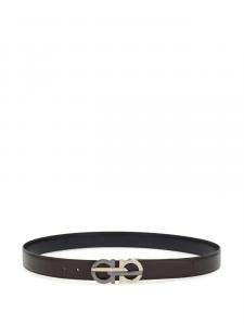 Двусторонний ремень с пряжкой Gancini Ferragamo, коричневый