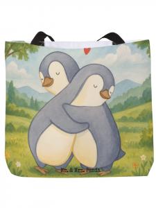 Сумка-шоппер с рисунком пингвина, без слогана, белого цвета Mr. & Mrs. Panda