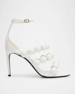 Лакированные босоножки с ремешком на щиколотке Bubble Alaia, цвет Blanc