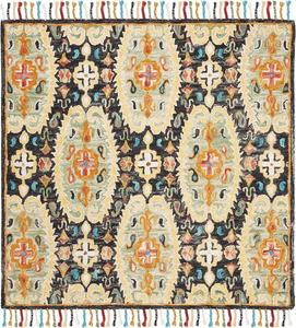 Ковер SAFAVIEH, 183 x 183 см, Blossom Collection — charcoal & gold, ручной работы с кисточками, шерстяной, идеально для помещений с высокой проходимостью в гостиной, спальне (BLM454A)