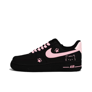 Nike Кроссовки Air Force 1 Love Kitten Abrasion Resistant Low top Skateboard Shoes Women's Black Pink