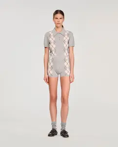 Женские вязаные шорты с ромбами Sandro, серый