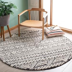 Ковер SAFAVIEH, 183 x 183 см, Abstract Collection Ivory/Grey ABT259F ручной работы из премиальной марокканской шерсти