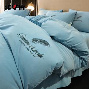 Yalu Пододеяльник 220х240 см из молочного велюра, утепленный, с антистатической обработкой, цвет Yumeng-Tiankonglan