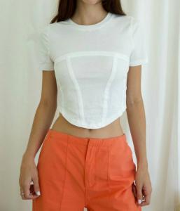 Слоновая кость футболка с корсетом PAPERMOON