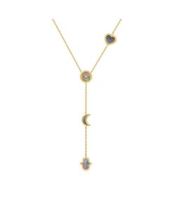 Колье из перламутра с множеством символов "Пациентский ум" Karma and Luck, Gold/Grey