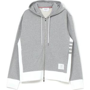Толстовка на молнии с нашивкой с логотипом Thom Browne, серый
