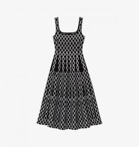 Платье миди с квадратным вырезом и узором «Сетка» Maje, цвет bicolore
