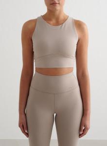 AIM'N Женский спортивный бюстгальтер для йоги с высоким воротом и бретельками на спине, темно-бежевый