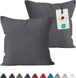 Наволочка 40х80 см из 100% хлопка, чехол однотонный антрацитового цвета. Carpe Sonno