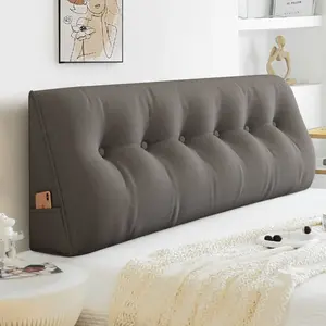 Подушка для чтения, эргономичная треугольная подушка для изголовья кровати, подушка спинки со съемным чехлом и застежкой-молнией, подушка для поясницы для кровати и дивана, темно-серая, 100*50*20 см Topchances