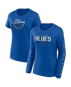 Комплект из двух женских фирменных синих футболок St. Louis Blues с длинными и короткими рукавами Fanatics, синий