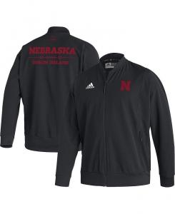 Мужская черная тканая куртка-бомбер с молнией во всю длину Nebraska Huskers Ireland Sideline Primeblue adidas, черный