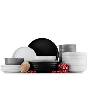 Набор посуды VICTO на 6 персон, 24 предмета KONSIMO, черный/белый/серый