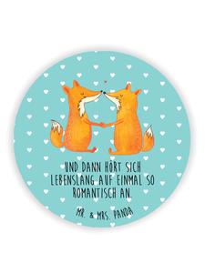 Mr. & Mrs. Panda Магнитные лисички с любовной надписью, выполненные в бирюзовых пастельных тонах