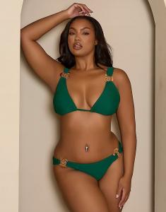 Треугольный бикини-топ с золотой фурнитурой зеленого цвета Moda Minx Curve