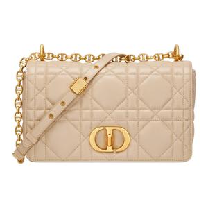DIOR Женская кожаная сумка через плечо среднего размера бежевого цвета