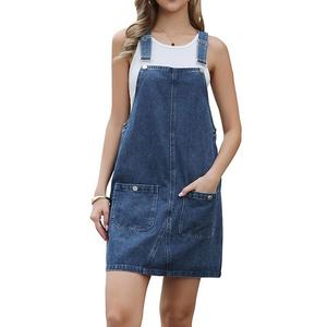 Джинсовый комбинезон-платье для женщин casual летний свободный ромпер без рукавов мини Inspire Chic