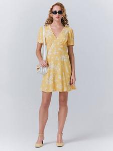 Рубиновое цветочное мини-платье Ghost, Yellow/Multi