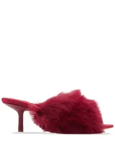 Босоножки Jackie 65 с отделкой из овчины BURBERRY, красный